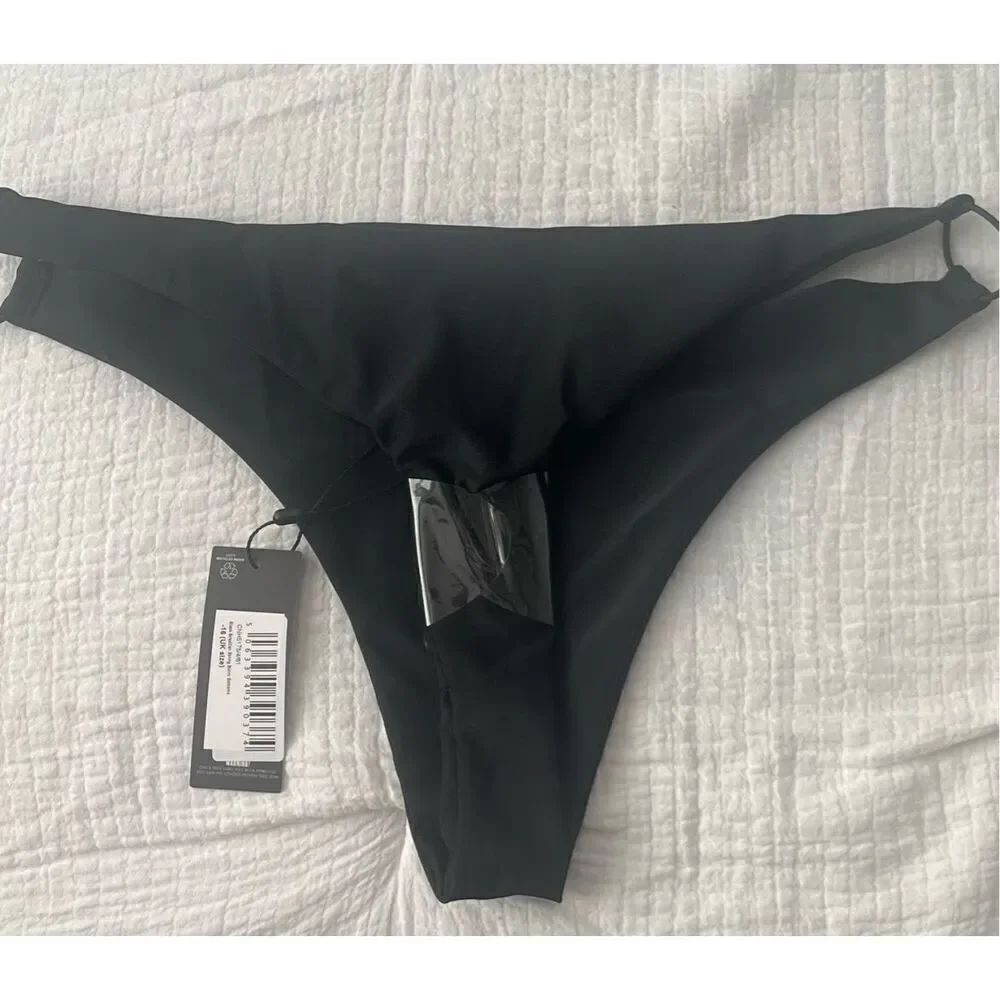 PrettyLittleThing black Brazilian string bikini bottoms NEW NWT